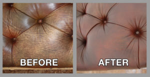 Ottoman - Before and After repair - Premier Leather Restoration Client Results